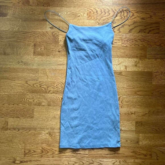 zara mini dress gray womens carrie bradshaw satc bodycon cotton cami tank - Picture 1 of 3